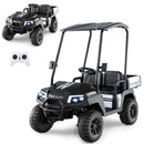 24V 7AH 4WD Black Kids Golf Cart Ride-On Car for 2 with Storage & Remote Control