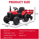12V Ride-On Electric Tractor with Detachable Trailer and 7-LED Headlights for Toddlers