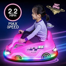 Pink 12V Light-Up Bumper Car for Kids - Indoor and Outdoor Fun