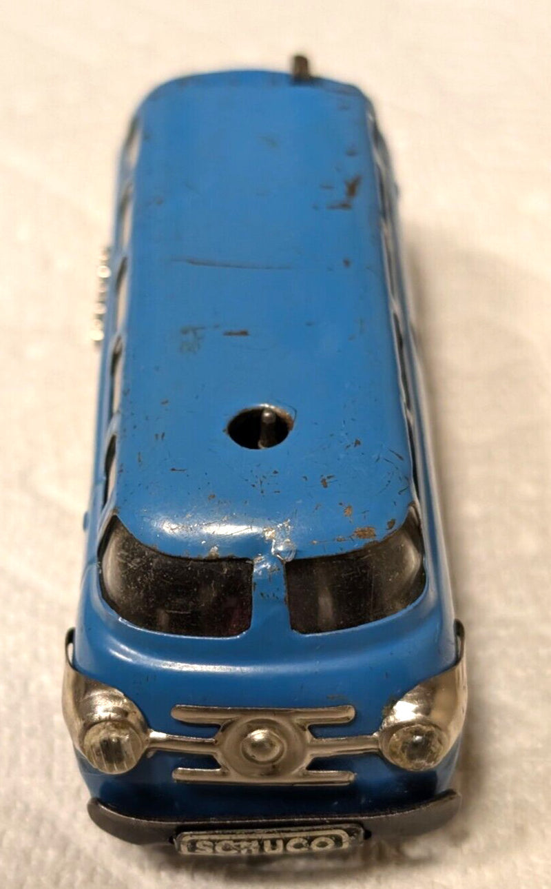 Working Schuco Varianto 3044 Blue Tin Bus Toy with Key West Germany