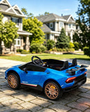 Blue 24V Electric 4WD Two-Seater Kids Ride-On Car Inspired by Lamborghini
