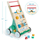 Versatile Wooden Activity Center Toddler Push Walker with 10 Engaging Features