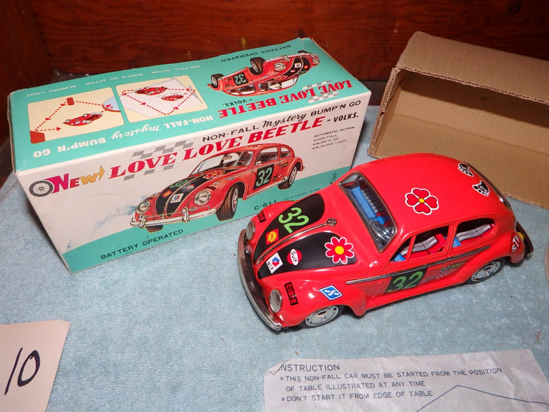Vintage TAIYO Battery-Operated VW Beetle Toy Car from Japan with Original Box