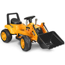 Yellow 6V Battery-Powered Ride-On Excavator Digger with Digging Bucket