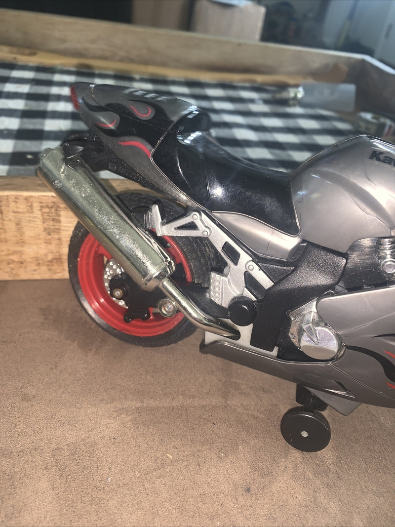Silver and Black Kawasaki Ninja ZX-R10 Toy Motorcycle with Working Sound