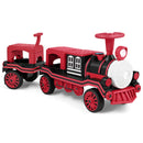 Red 2-Seater Electric Kids Train with Carriage, 12V, 2 Speed, Music, and Lights