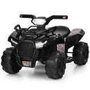 6V Black Electric ATV Quad Ride-On Car Toy for Kids with LED Lights and MP3