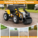 Yellow 12V Electric Ride-On Road Roller with Remote Control, LED Lights, and Music