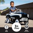 Vintage Black Police Car Pedal Toy for Kids, Steel Construction, 60 Lbs Capacity