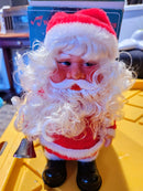 Musical Walking Santa Claus Toy with Bell and Decorative Box - Vintage 1980 Christmas