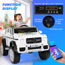 White 12V Electric Ride-On Car for Kids with 3 Speeds, Music, LED Lights, MP3, and Remote Control