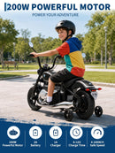 24V Children’s Electric Motorcycle with Training Wheels and Speed Regulation, Supports Up to 143lbs