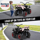 24V 4X4 Kids ATV Quad with Kneepads, 5MPH Speed, Music, and LED Lights