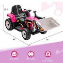 Pink 12V Electric Ride-On Excavator Digger with Remote Control and Digging Bucket