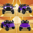 Purple 12V Electric Ride-On Truck for Kids with Remote, Music, and Lights
