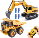 Kids' 2.4GHz Dual Control RC Excavator and Dump Truck Toy Set with 11 Channels