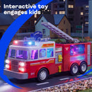JOYIN Interactive LED Fire Truck with Projections and Sirens, Bump and Go Action