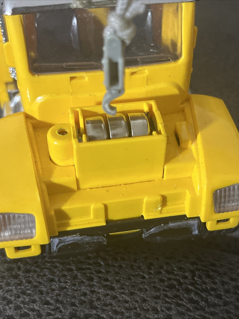 Yellow Die-Cast Micro Construction Crane Truck with Lights and Sounds