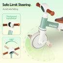 Bautia 5-in-1 Balance Bike Tricycle for Kids Aged 1-4 in Mint Green with No Parent Steering