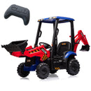 4-in-1 12V Electric Excavator Ride-On for Kids with Trailer and Front Loader