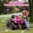 GLAFSIR Pink and Black 2-Seater Electric ATV with LED Lights and Bluetooth Music for Kids Aged 3-8