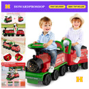 Dual-Seater Electric Train Toy with Carriage, Sound, LED Lights & Storage Compartment