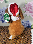 Festive Singing Dachshund Plush Toy in Santa Hat