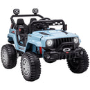 Blue 12V Ride-On Car for Kids with Remote Control, LED Lights, Music, and 3 Speed Settings