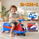 Blue 12V Wiggle Car for Kids, Two-Seater with Dual 75W Motors