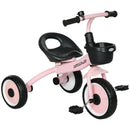 Adjustable Pink Tricycle for Toddlers with Basket and Bell, Ages 2-5