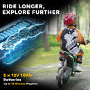 350W Electric Dirt Bike for Teens with 15 MPH Twist Grip Throttle in Green