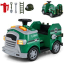 12V Green Fire Truck Ride-On Toy Car for Toddlers with Shovel and Wrench