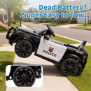 12V 4.5Ah Remote-Controlled Electric Police Car for Kids - Black with LED Lights