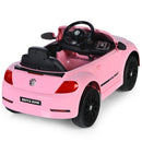 12V Licensed Pink Volkswagen Beetle Ride-On Car for Kids with Music & Remote Control