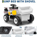 Kids' Remote Control 12V Dump Truck with Dump Bed, Shovel, and Music