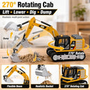 1/64 Scale Remote Control Excavator with Lights, Sounds, and App Features