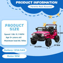 Pink 12V Battery-Powered Kids Ride-On Jeep Toy Car with Remote and MP3 LED Features