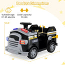12V Black Toddler Fire Truck Ride-On Toy with Shovel and Wrench
