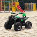 12V Green Kids ATV Quad with LED Headlights and Wide Wheels