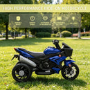 Boys Electric Battery-Powered Blue Motorcycle Trike Toy