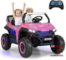 Bright Pink 12V Electric UTV for Kids - 2 Seater Ride-On Car