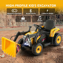 12V Electric Ride-On Excavator with Bluetooth Music, Lights, and Remote Control in Yellow
