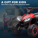12V Electric Kids ATV Quad with Dual Motors, 2-Speed, Headlights, and Music in Red