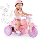 6V Electric Kids Motorcycle Ride-On Car with Bubble Maker and Foot Pedal