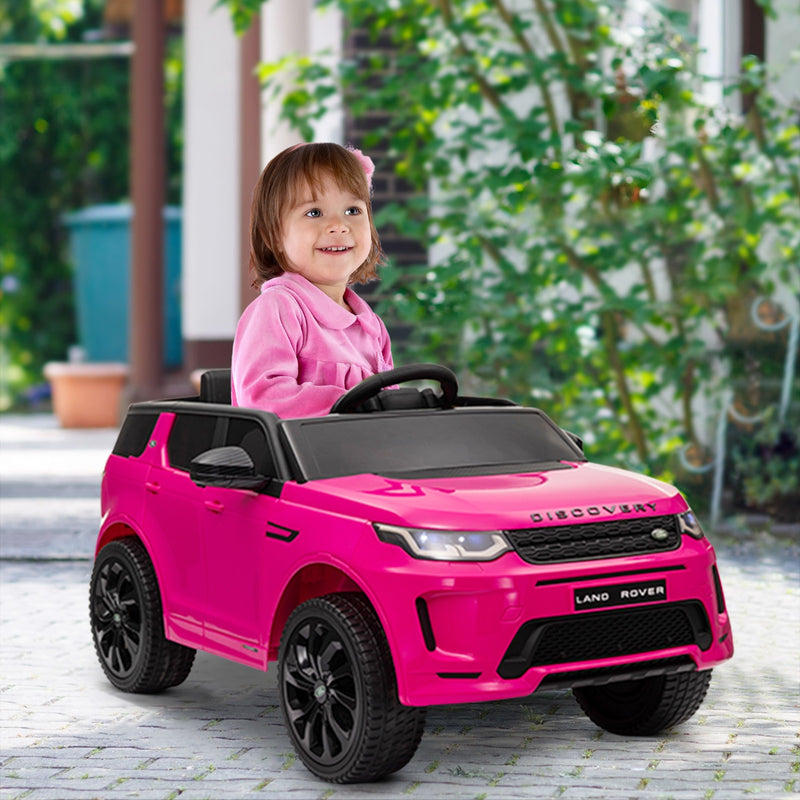 Licensed 12V Pink Kids Ride-On Car with Soft Start and Land Rover Design