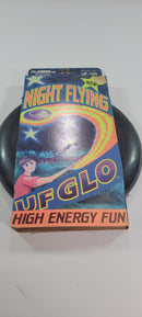 1980s Fi-Shock UF-100 UFGLO Glow-in-the-Dark Flying Disc Toy with Glossy Packaging