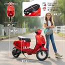 24V Electric Motorcycle for Kids with 3 Speeds, Rear Suspension, and LED Lights in Red