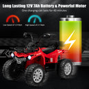 12V Electric Kids ATV Quad with 2 Speed Settings, MP3 Player, and Headlights - Red