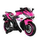 Pink Electric Ride-On Motorcycle for Girls with Training Wheels - Suitable for Ages 3 and Up