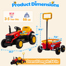 Joyracer 12V Bluetooth Remote Control Red Tractor Trailer Ride-On Vehicle with LED Lights